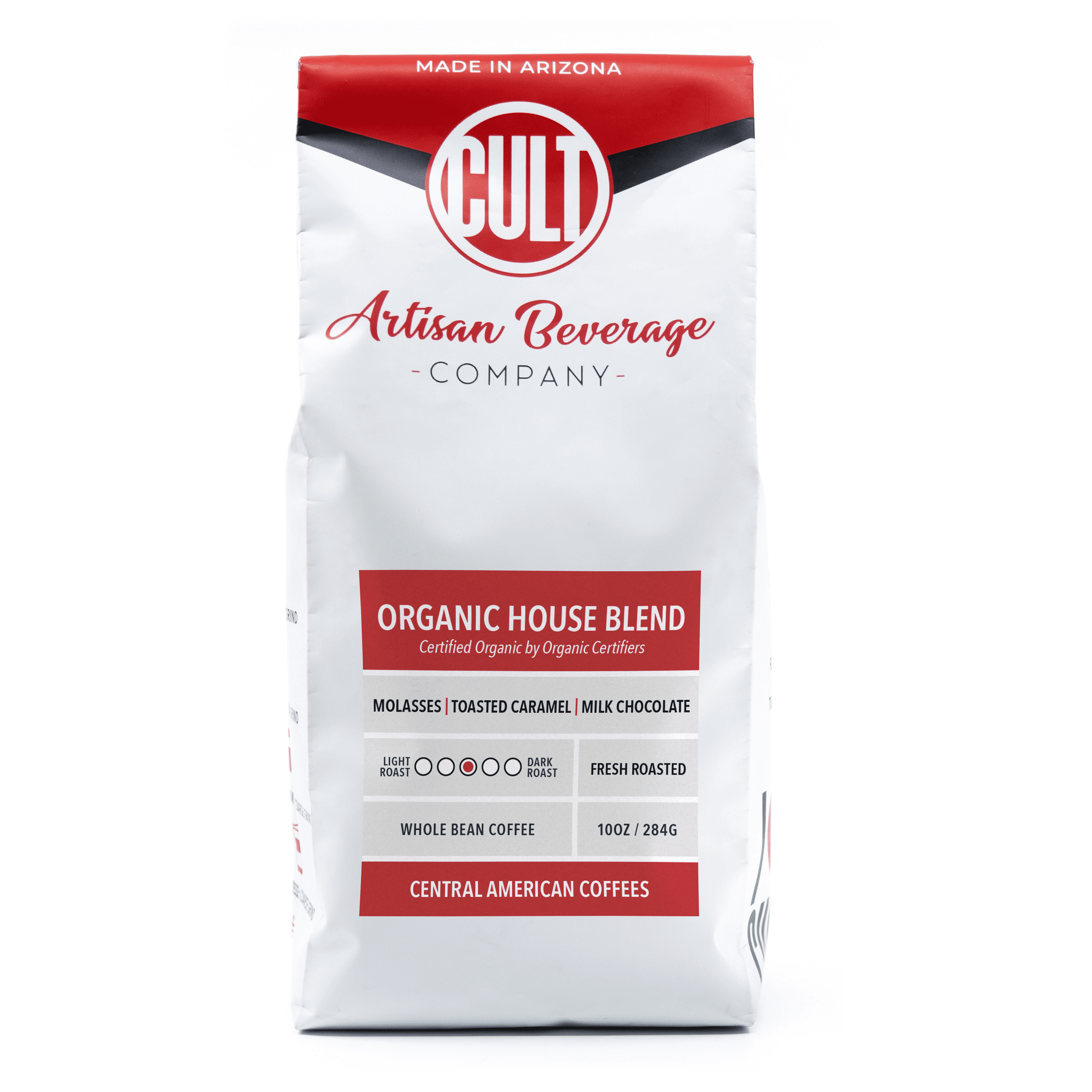 Cult Coffee - Organic House Blend, Whole Bean, Medium Roast, 10oz