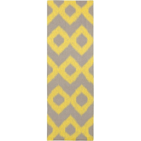 Mark&Day Wool Rugs, 2x8 Ninon Global Lemon/Gray Runner Area Rug, Yellow Brown Carpet for Hallway, Kitchen, Bedroom or Living Room (2'6" x 8' Runner)