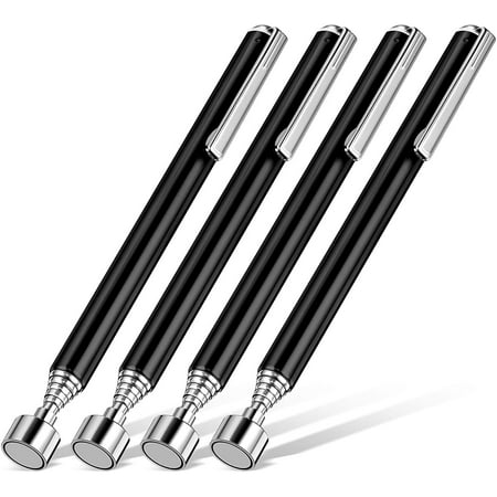 

4 Pieces Magnetic Telescoping Pick-Up Tool 3 Lb Pocket Magnetic Pickup Tools 25 Inch Telescoping Magnet Stick Gadget for Men Suitable for Birthday Fathers Day and Christmas (Black)