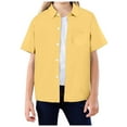 thumbnail image 2 of Kogui Uniform Shirts for Boys Big Boys Shirt Solid Color Short Sleeve Button Down Casual Shirt Size 11-12 (Yellow,11-12 Years), 2 of 3