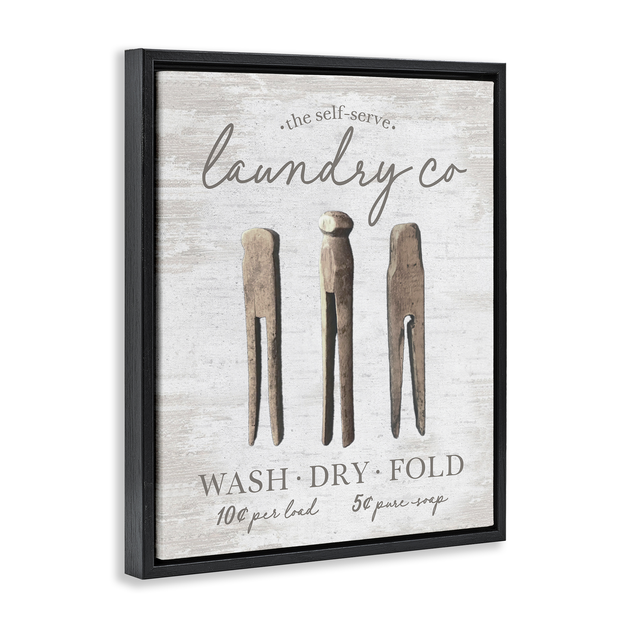 Stupell Industries Distressed Laundry Co Typography Painting Black Floater Framed Art Print Wall Art, 25 x 31