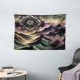 thumbnail image 3 of Ambesonne Boho Tapestry Wall Hanging, Dreamy Wilderness Mountains, 60"x40", Pale Lilac Reseda Green, 3 of 4