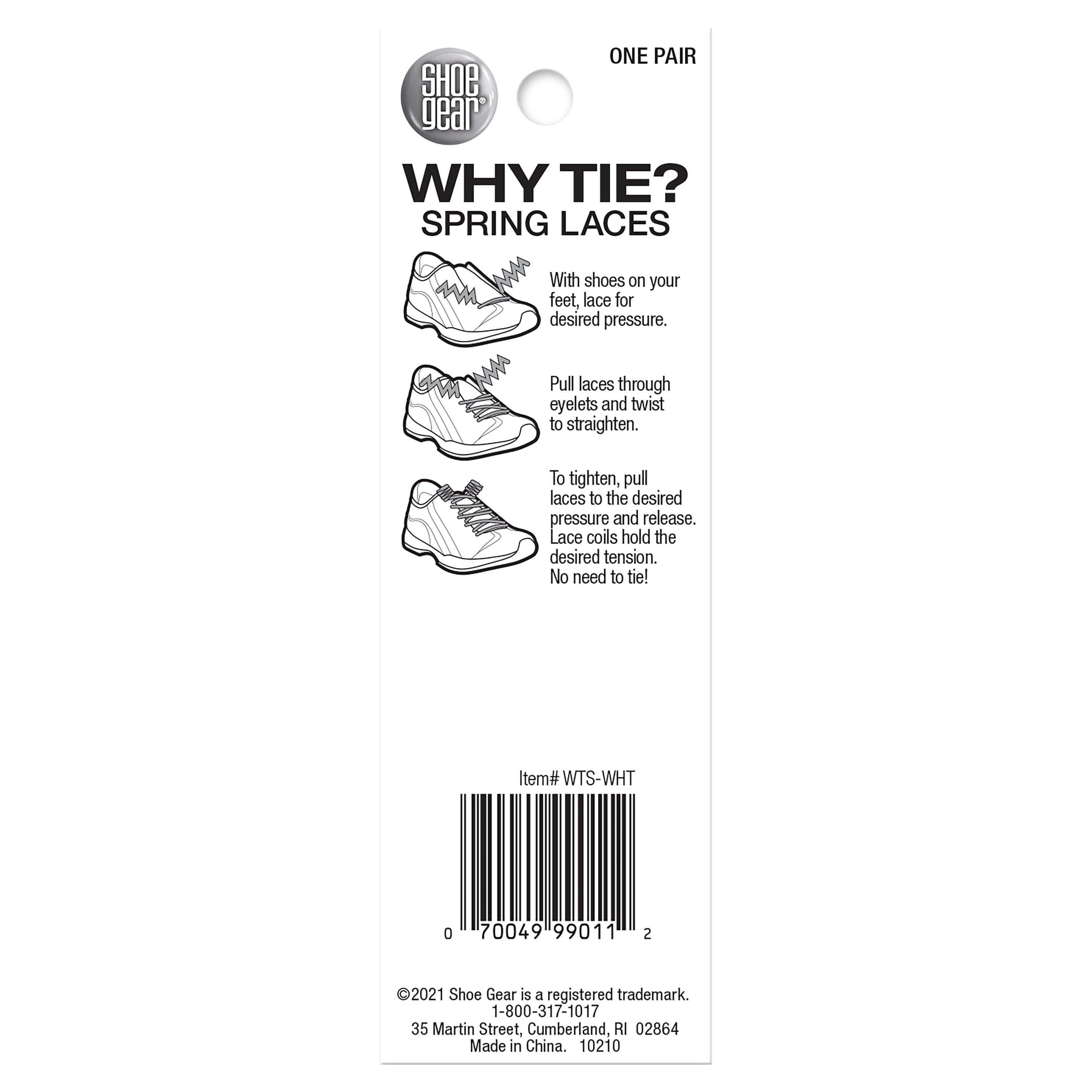Shoe Gear Why Tie Special Laces for Men and Women, Polyester, White, 36"