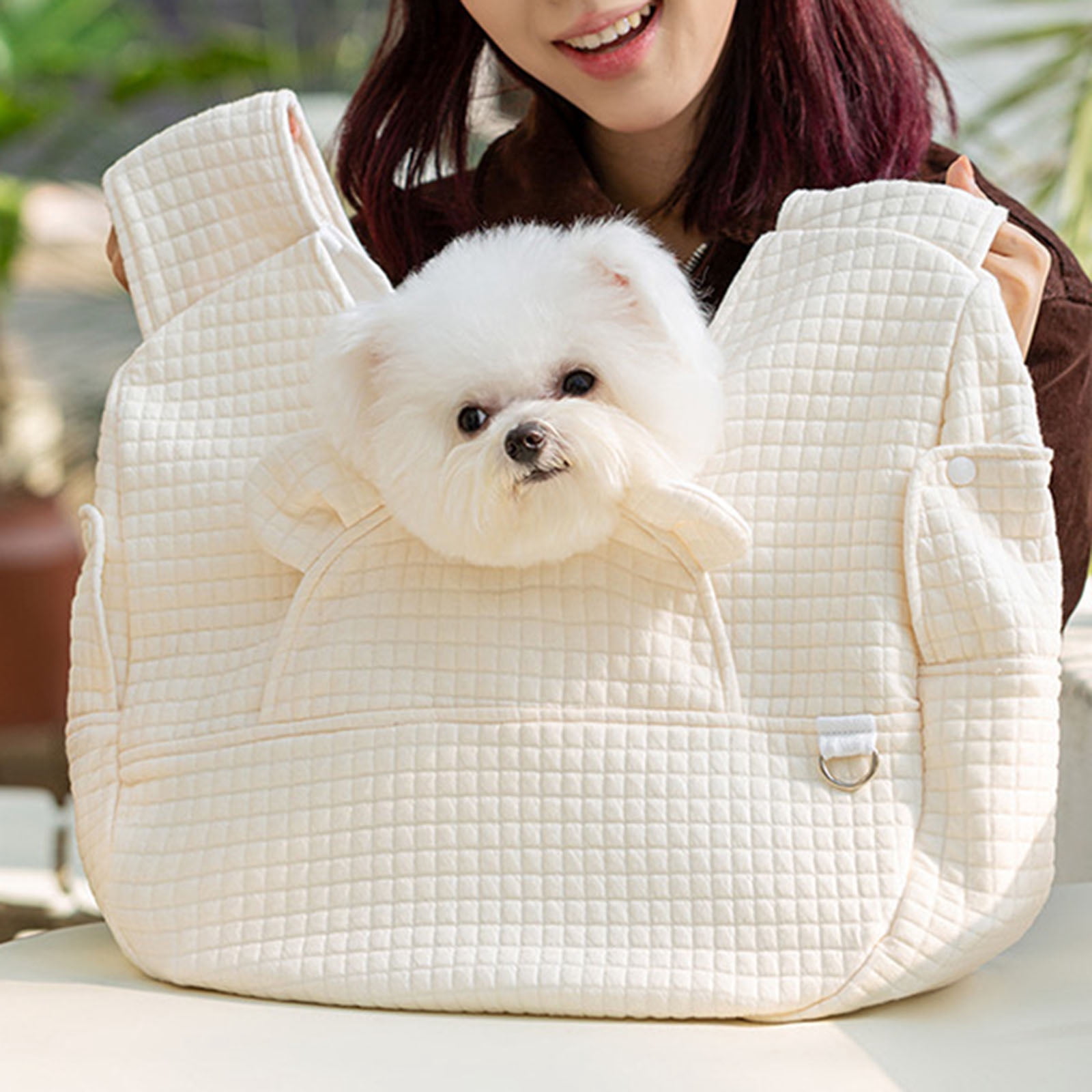 Dwellin Portable Pet Front Backpack Carry Small Dogs and Cats for Outings Travel with Pocket and Hands Free Design (White)