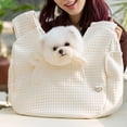 thumbnail image 3 of Dwellin Portable Pet Front Backpack Carry Small Dogs and Cats for Outings Travel with Pocket and Hands Free Design (White), 3 of 9