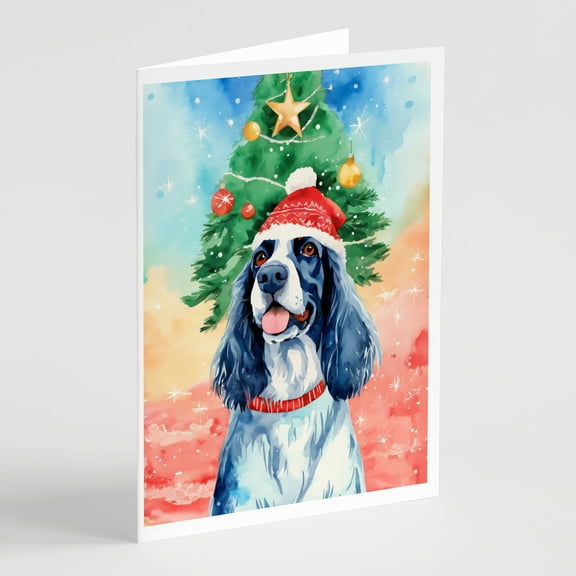 English Setter Christmas Greeting Cards Pack of 8 7 in x 5 in