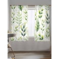 thumbnail image 5 of Sheer Curtains 63 Inch Length 2 Panels Set for Bedroom, Green Leaves Semi Sheer Curtains for Windows, Summer Botanical Farmhouse Leaf Watercolor Voile Window Treatments Rod Pocket Curtain, 5 of 7