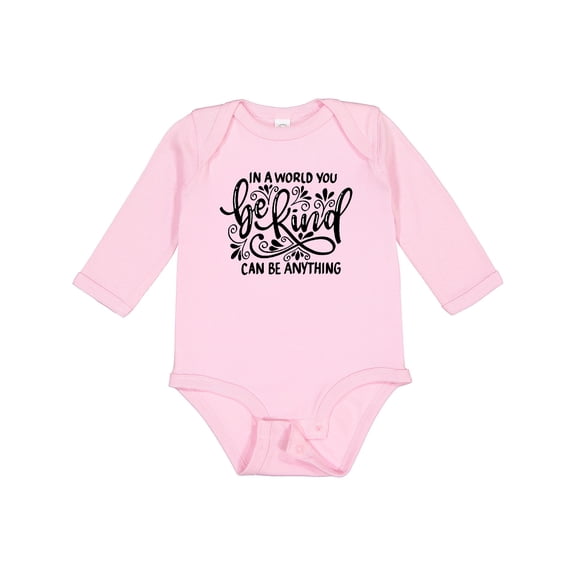 Inktastic Inspirational Quote In a World You Can be Anything be Kind Boys or Girls Long Sleeve Baby Bodysuit