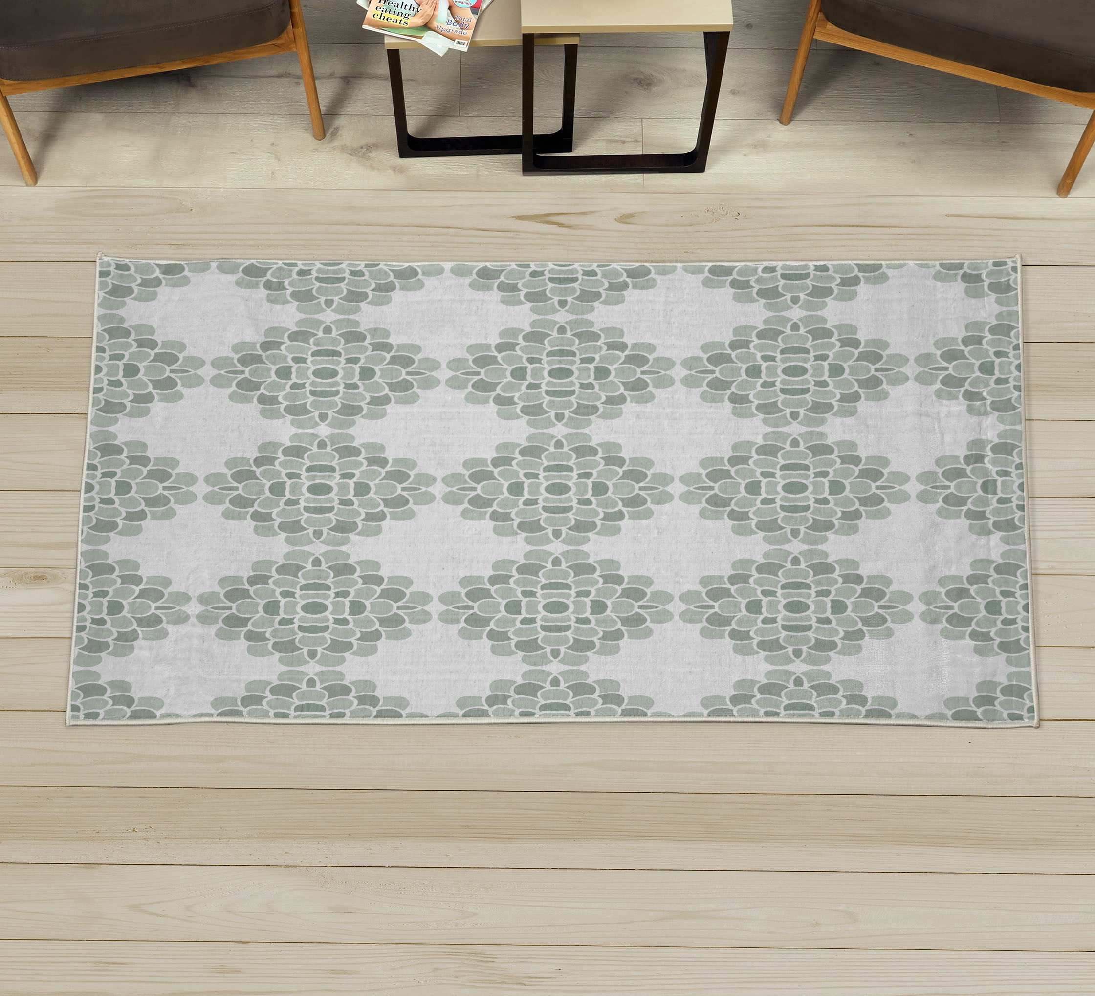 Horizontal Shape Rug Floral Decorative Rug, Abstract Horizontal Lines Geometric Bold Thin ...