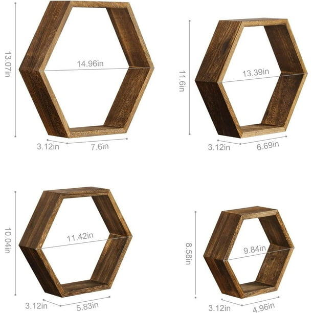 8Pcs Hexagon Floating Shelves