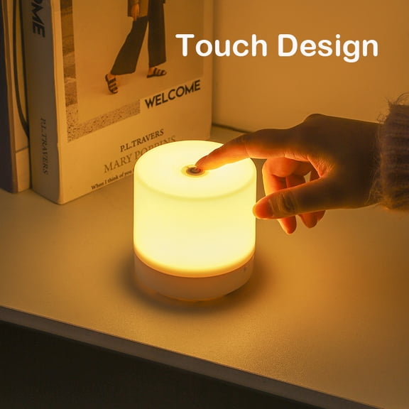 USB LED Table Lamp Touch Dimming Bedside Night Light, Warm Reading Lamp with Adjustable Brightness for Bedroom Dorm College Desk