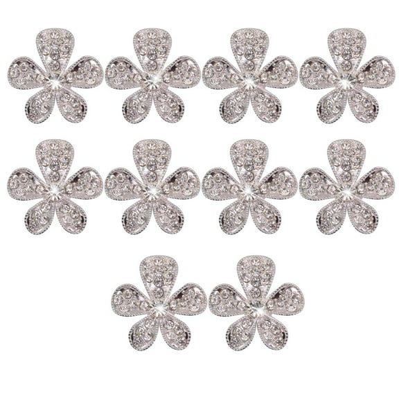 10pcs Alloy Crystal Flower Rhinestone Buttons DIY Craft Embellishment
