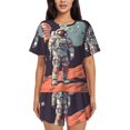 thumbnail image 1 of Balery Astronaut With American Flag Conjunto de Pijama para Mujer con Estampado, Dos Piezas de Manga Corta y Shorts, Ropa de Dormir Suave con Cuello Redondo y Bolsillos-XX-Large, 1 of 6