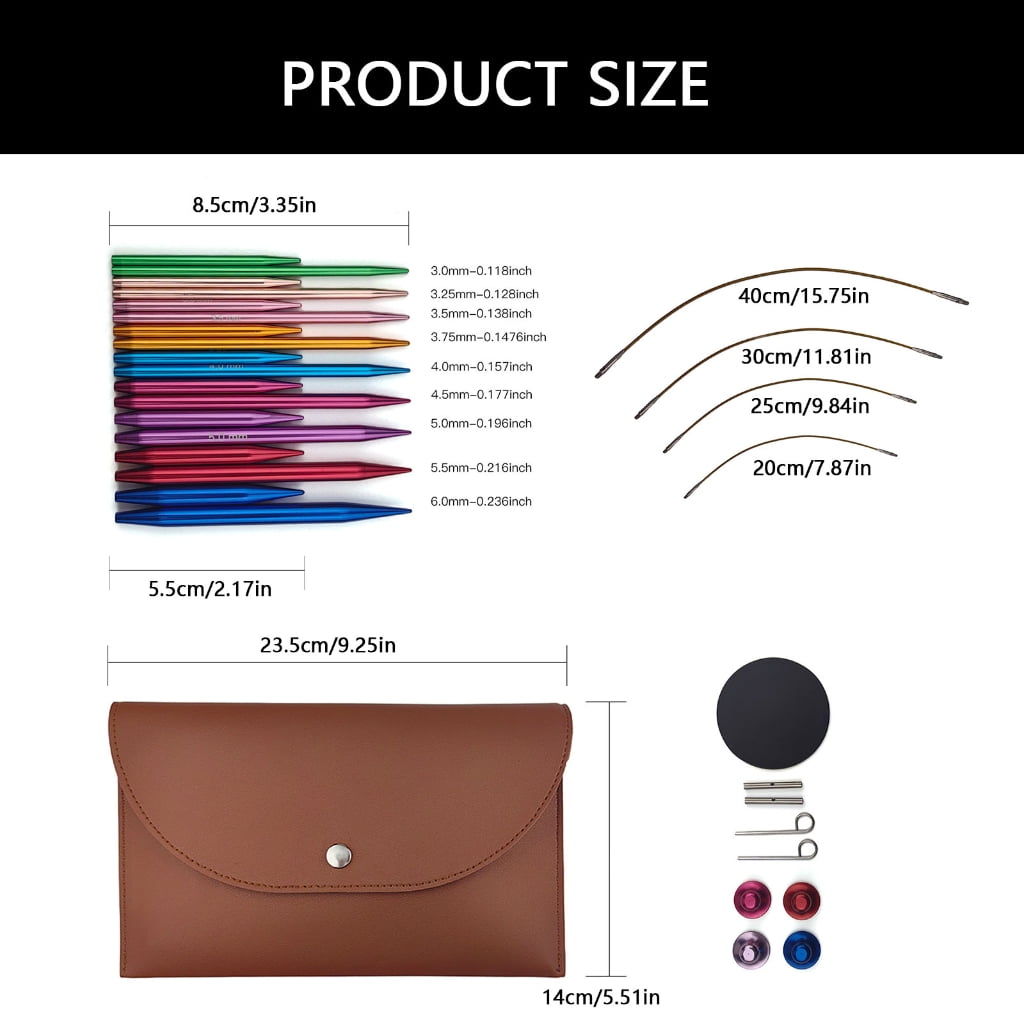 9Pairs Interchangeable Circular Knitting Needle Set for Beginner 3.0mm-6.0mm
