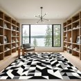 thumbnail image 2 of ODIKA 5'x7' Machine Washable Non-Slip Area Rug, Dynamic Angular Fragmented Design Featuring Interlocking Triangles High Traffic Rug, Black, 892078, 2 of 7