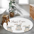 thumbnail image 4 of Happy Easter Rabbits Round Area Rug 4ft, Spring Bunny Flowers Love Watercolor Washable Non-Slip Circle Rugs for Bedroom Living Room Kitchen, Soft Non Shedding Circle Carpet for Dining Room Dorm, 4 of 9
