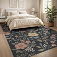 thumbnail image 3 of ODIKA 8'x10' Dark Floral Elegance with Art Nouveau Washable Area Rug Intricate Botanical Patterns Vintage Charm Non-Slip Chair-Friendly Mat for Dining Room, Large Office, Lounge, 3 of 7
