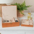 thumbnail image 5 of Household Essentials Vegan Leather 2-Layer Jewelry Organizer Box with Clasp Closure, Caramel Color, 5 of 15