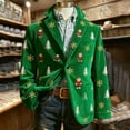 thumbnail image 2 of Moxiu Men's Ugly Christmas Xmas Printed Blazer - Corduroy Suit Tuxedo Lapel Sport Coat Prom Dinner Jacket Green,XXL, 2 of 7