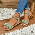 thumbnail image 3 of Flower Dress Sandals for Women 2025 Beach Summer Open Toe Flats Elastic Ankle Strap Slingback Sandals, 3 of 7
