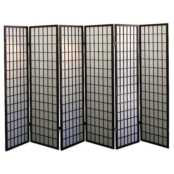 6 Panels Room Divider Privacy Screen Partition Shoji Style 6 ft Tall Espresso Finish 71" High x 104" Wide