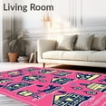 thumbnail image 2 of ODIKA 6'x9' Machine Washable Non-Slip Area Rug, Classic Winter Village Scene with Sleigh and Lantern Motifs High Traffic Rug, Pink, 732529, 2 of 7
