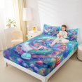 thumbnail image 4 of Homewish Cute Cartoon Mermaid Twin Sheet Sets,Oceean Animal Twin Fitted Sheet,Watercolor Sealife Coral Flat Sheet For Girls,Breathable Home Decor,3pcs, 4 of 7