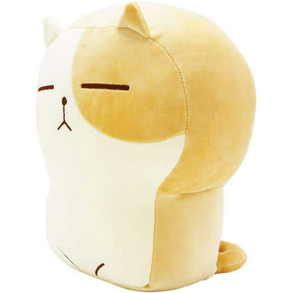 Plush Cat Doll Pillow Stuffed Chubby Cat Cute Fluffy Soft Plush Bread Toast Cat Cushion Animal Pillow for Kids (Brown White,30cm)