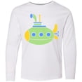 thumbnail image 3 of Inktastic Cute Green Submarine Long Sleeve Youth T-Shirt, 3 of 5