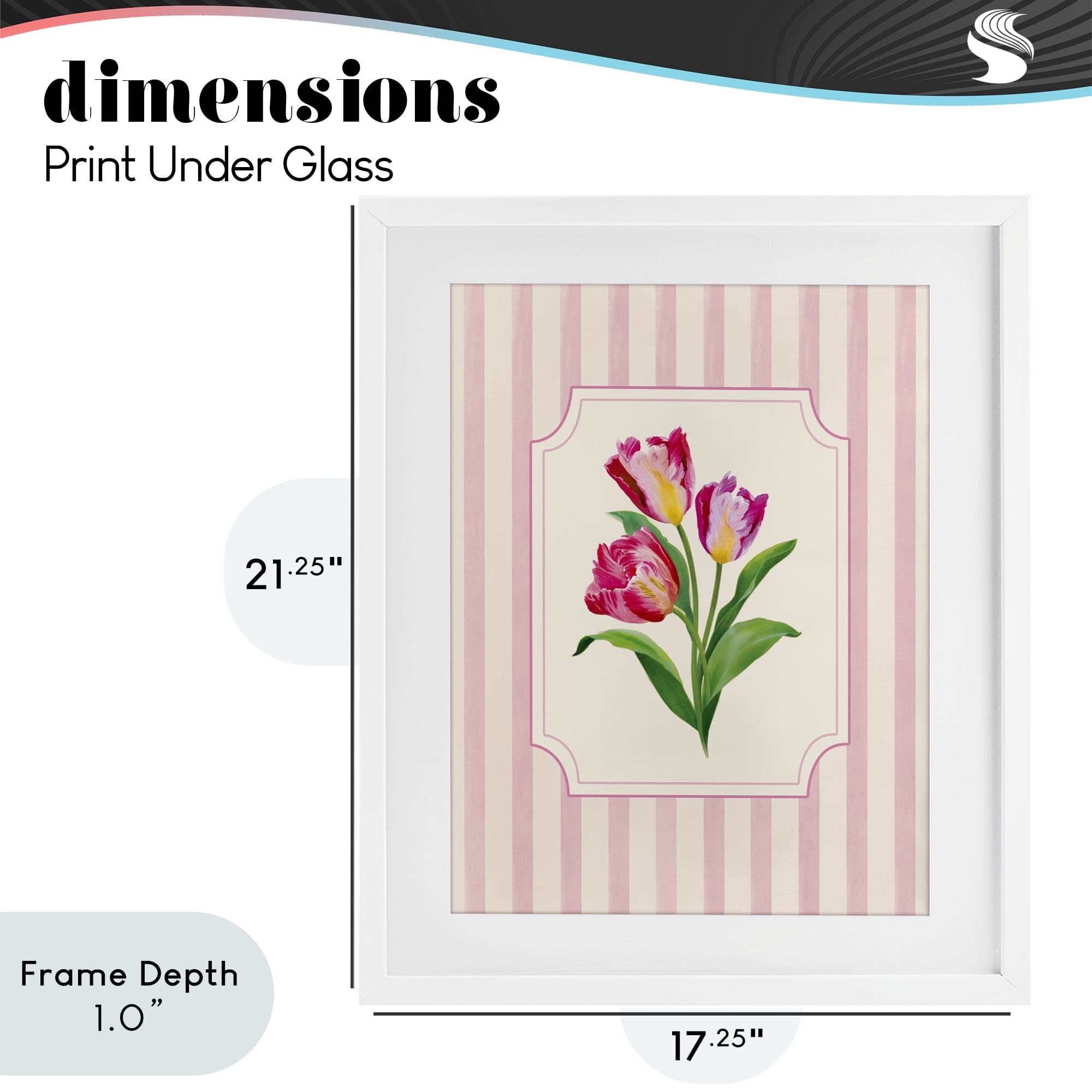 Stupell Industries Magenta Tulips over Stripes White Framed Print Under Glass, design by Diane Neukirch