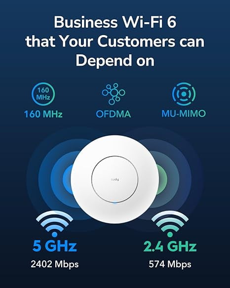Cudy AX3000 2.5G WiFi 6 Wireless Access Point, 2.5Gbps RJ45, Business WiFi Solution, Mesh Support, Seamless Roaming and MU-MIMO, PoE or DC Poowered, 12V DC Power Adapter Included
