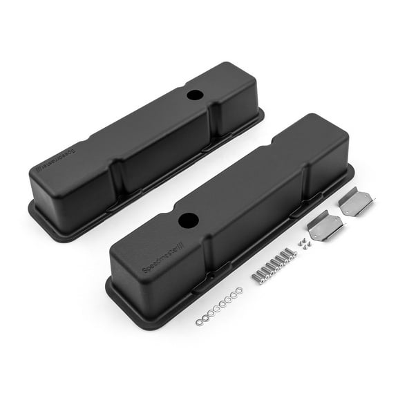Speedmaster 1-314-001-03 Compatible with Chevy SBC 350 Aluminum Valve Covers Tall w/Hole [Black]