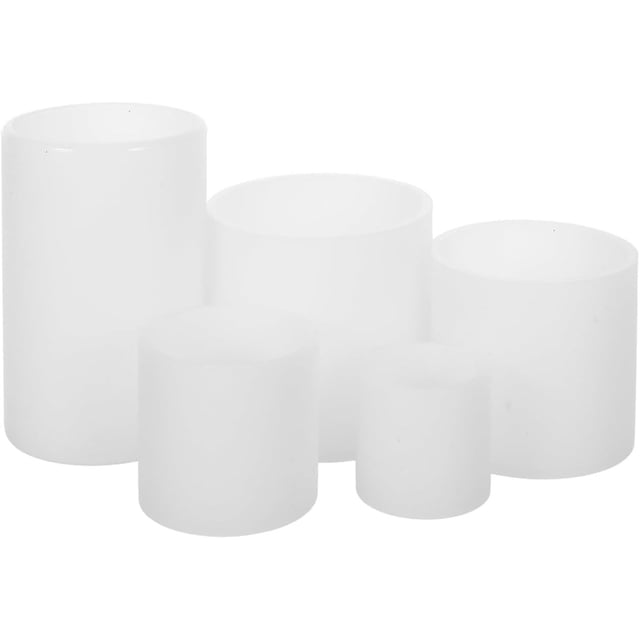 Juego de 5 Moldes de Silicona Cilindro para Velas y Resina Epoxi, Moldes Redondos de Pilar para Manualidades DIY, Reutilizable para Veladoras y Jabón