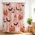 thumbnail image 4 of ERK Halloween Shower Curtain With Adorable And Pumpkin Design Cartoon Bat Pattern Fabric Bathroom, 4 of 6