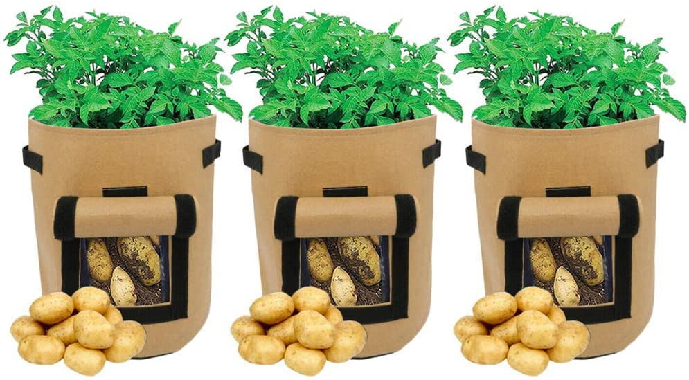 Reusable Potato Planting Grow Bag Side Window Planter Vegetable Pots Home Garden 