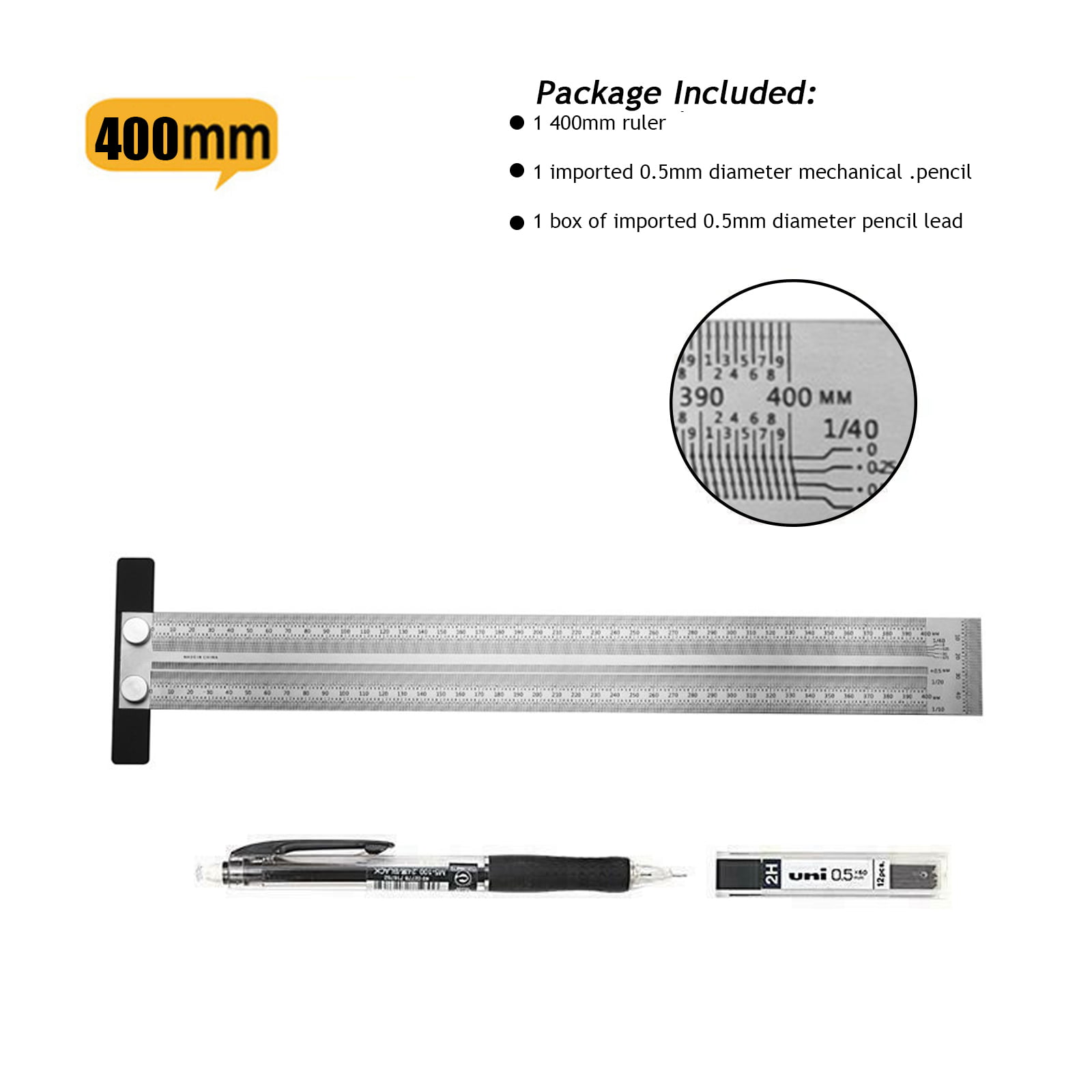 200mm Ultra Precision Marking Ruler Scale Set T-type Hole Metal Stainless Steel 