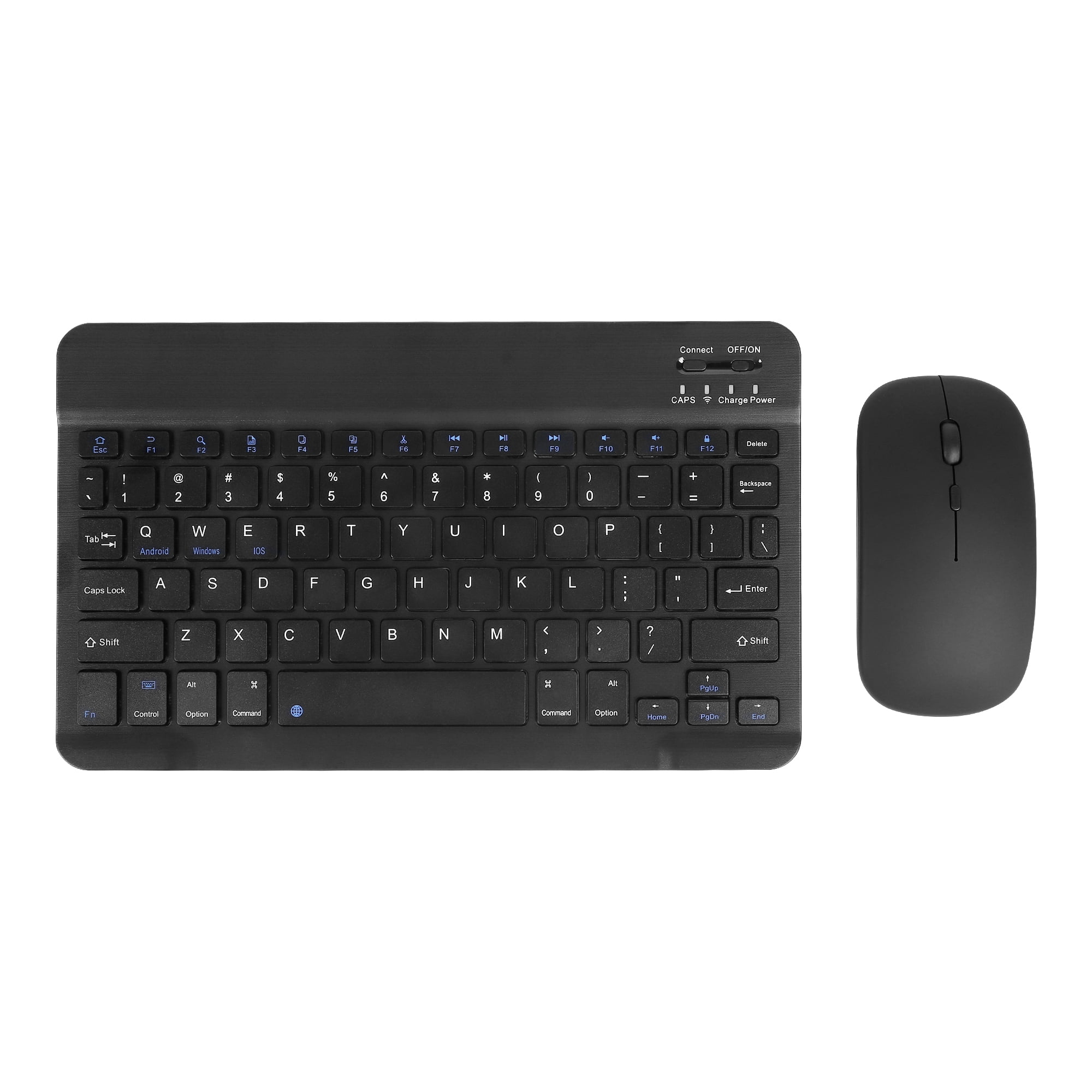 PloutoRich 10 inch Wireless Keyboard and Mouse Combos, Mini Ultra-Slim 78 Keys Tablet Keyboard, Portable Rechargeable Bluetooth Keyboard for Mac Windows Devices