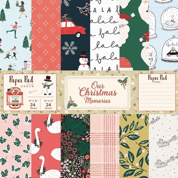 Papel para álbum de recortes navideño EASYHAUTE, 12 x 12, 24 hojas, sin ácidos