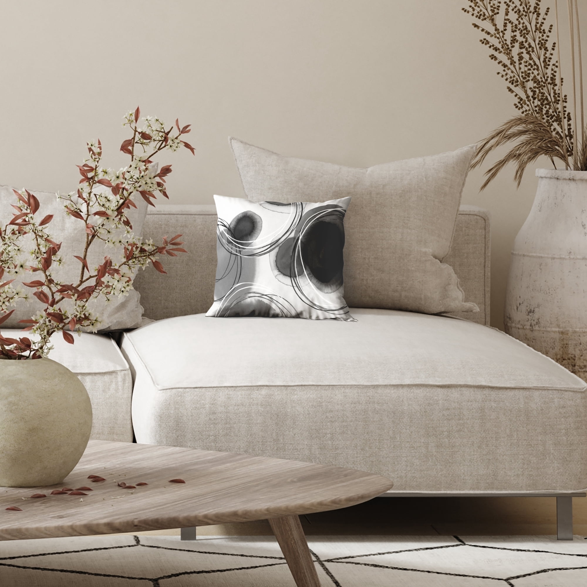Americanflat 14"x14" Abstract Throw Pillow with Premium Polyester - Black and White
