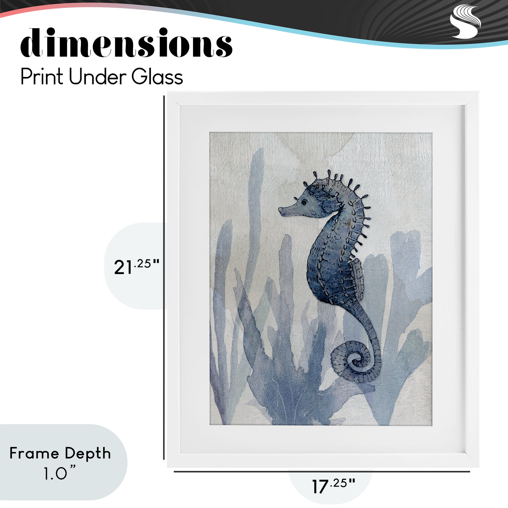Stupell Industries Organic Seaweed & Seahorse White Framed Print Under Glass, design by Susan Jill