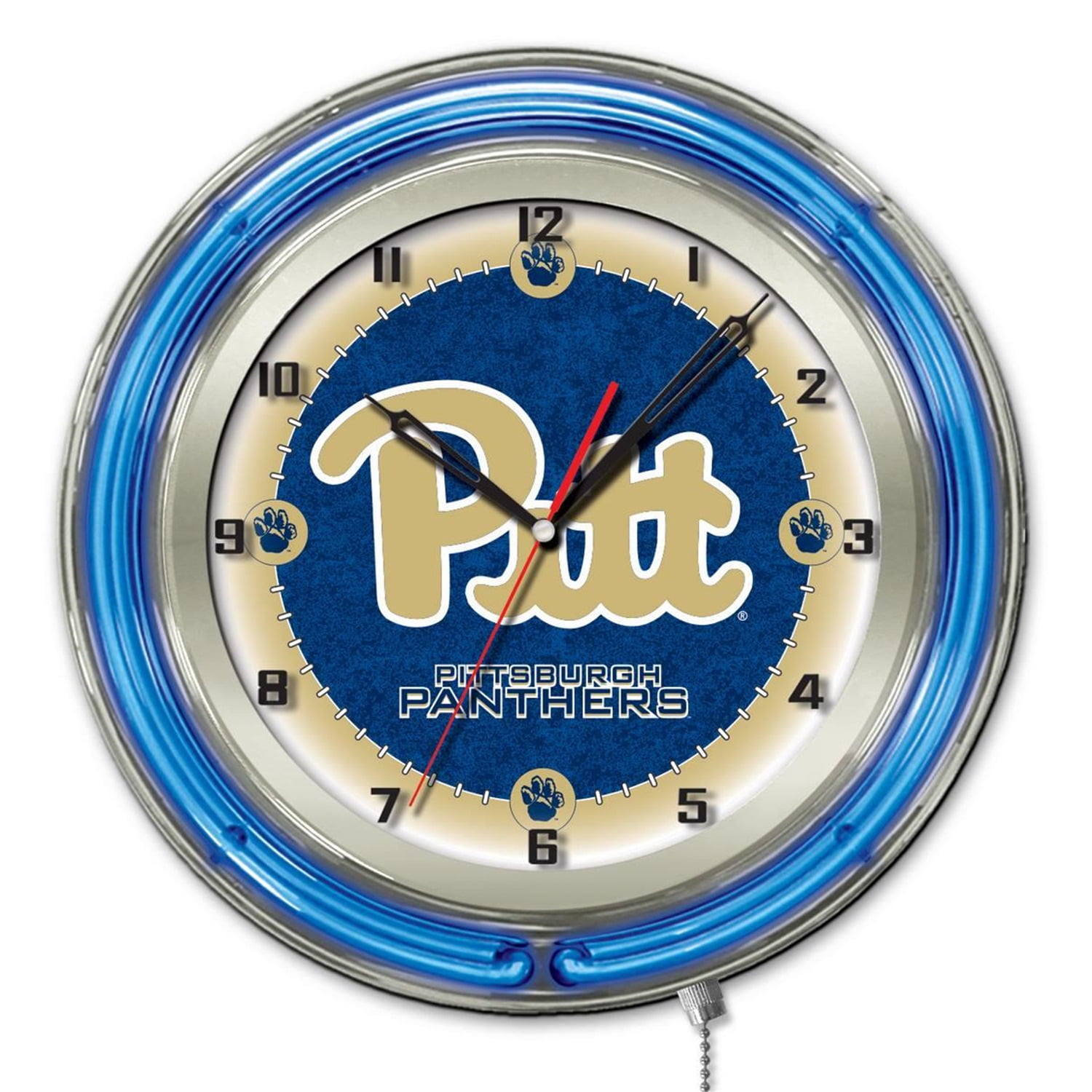 Pittsburgh Pitt Panthers 12 inch Round Wall Clock Chrome Plated 