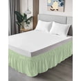 thumbnail image 4 of Sage Green Wrap Around Bed Skirts for Queen Bed 16" Drop,Bed Skirt with Adjustable Elastic Belt Dust Ruffle Bed Valance for Bedroom Hotel Grid Checkered Plaid Gingham Lattice Trellis Bed Frame Cover, 4 of 7
