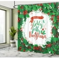 thumbnail image 4 of Ambesonne Christmas Shower Curtain, Berries Frame Words, 69"Wx84"L, Green Red and White, 4 of 4