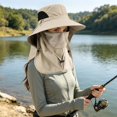 thumbnail image 3 of Full Coverage Sun Hat for Women Men, Wide Brim Outdoor Fishing Hat with Neck Flap & Face Cover, Breathable Lightweight Bucket Hat for Hiking Gardening Cycling Travel, 3 of 4