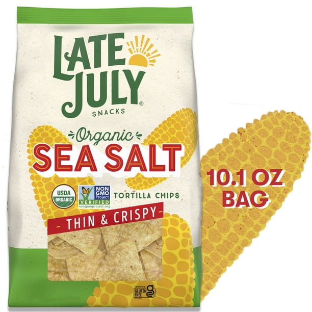 Late July Snacks Thin and Crispy Organic Tortilla Chips with Sea Salt, 10.1 oz Bag