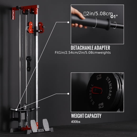 Cable Crossover Machine, Home Gym Lat Pull Down Machine, with 18 Positions, Dual Pulley System, for Home Gym Equipment