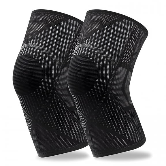 XIRQI Knee Brace for Men & Women,2 Pack Knee Compression Sleeves for Knee Pain Relief,Knee Support Braces for Running,Sports,Workout,Arthritis,Meniscus Tear and Injury Recovery S-Black