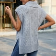 thumbnail image 2 of cfhntfmh Womens Fall Tops Trendy Sweater Vest Women Knit Tank Tops Turtleneck Cap Sleeve Loose Shirts Vacation Casual Outfits, 2 of 7
