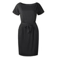 thumbnail image 6 of Spring Tops for Women Maxi Dresses for Women Women's Striped Elegant Short Sleeve Wear To Work Casual Pencil Dress with Belt, 6 of 6