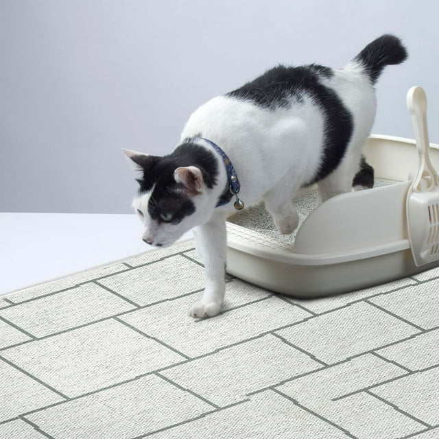 SussexHome Pets Ultra-Thin Cat and Dog Litter Mat for Litter Box - Washable Soft Natural Cotton Cat and Dog Litter Trapping Mat - Paws-Kind Slip Resistant Litter Catching Mat